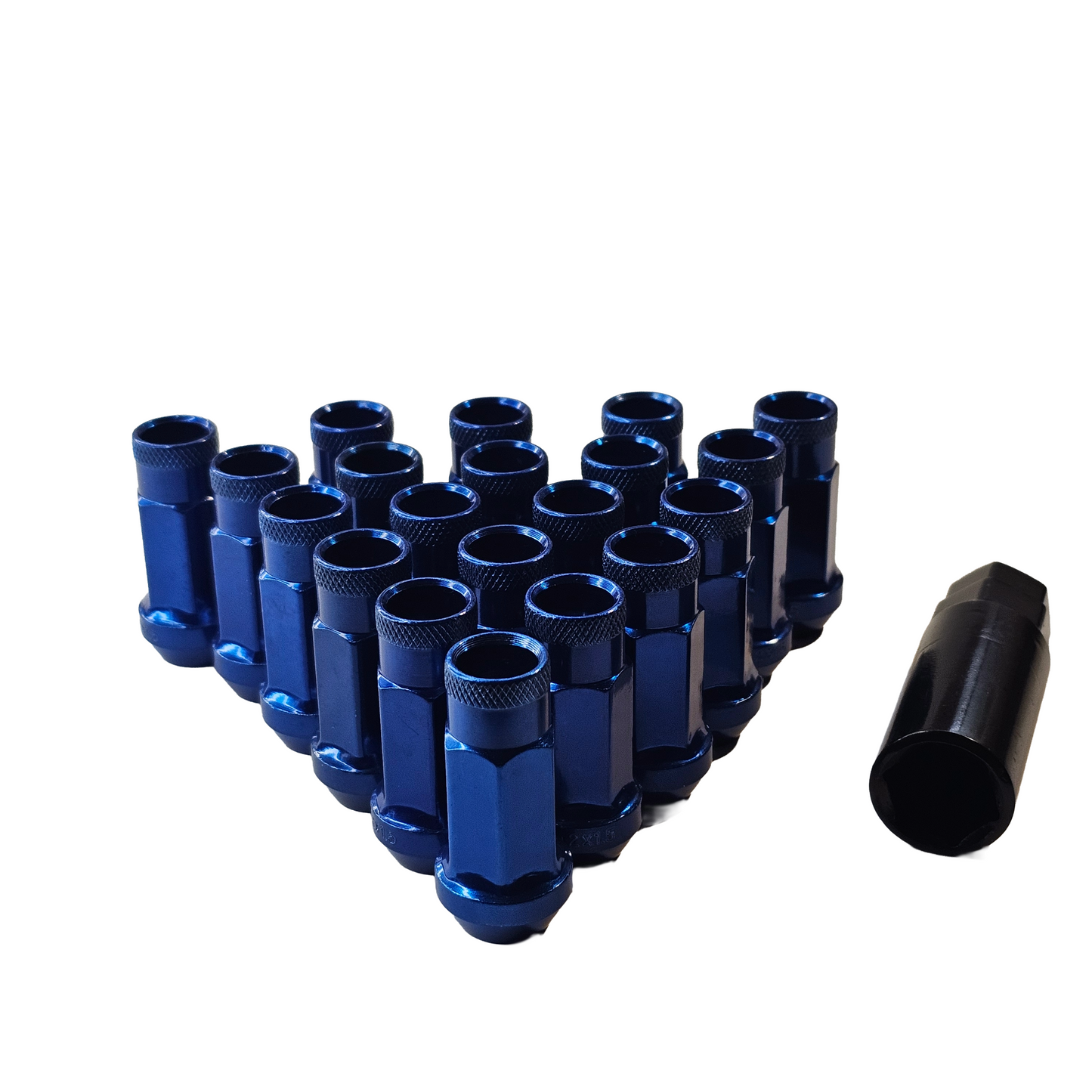 Steel - Open End Tapered - Conical 60 degree - Blue Lug nuts