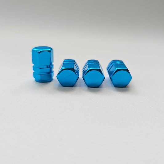 Valve stem cap / 6 sided - Light Blue - Aluminum Alloy Hexagon