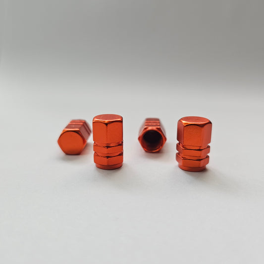 Valve stem cap / 6 sided - Orange - Aluminum Alloy Hexagon