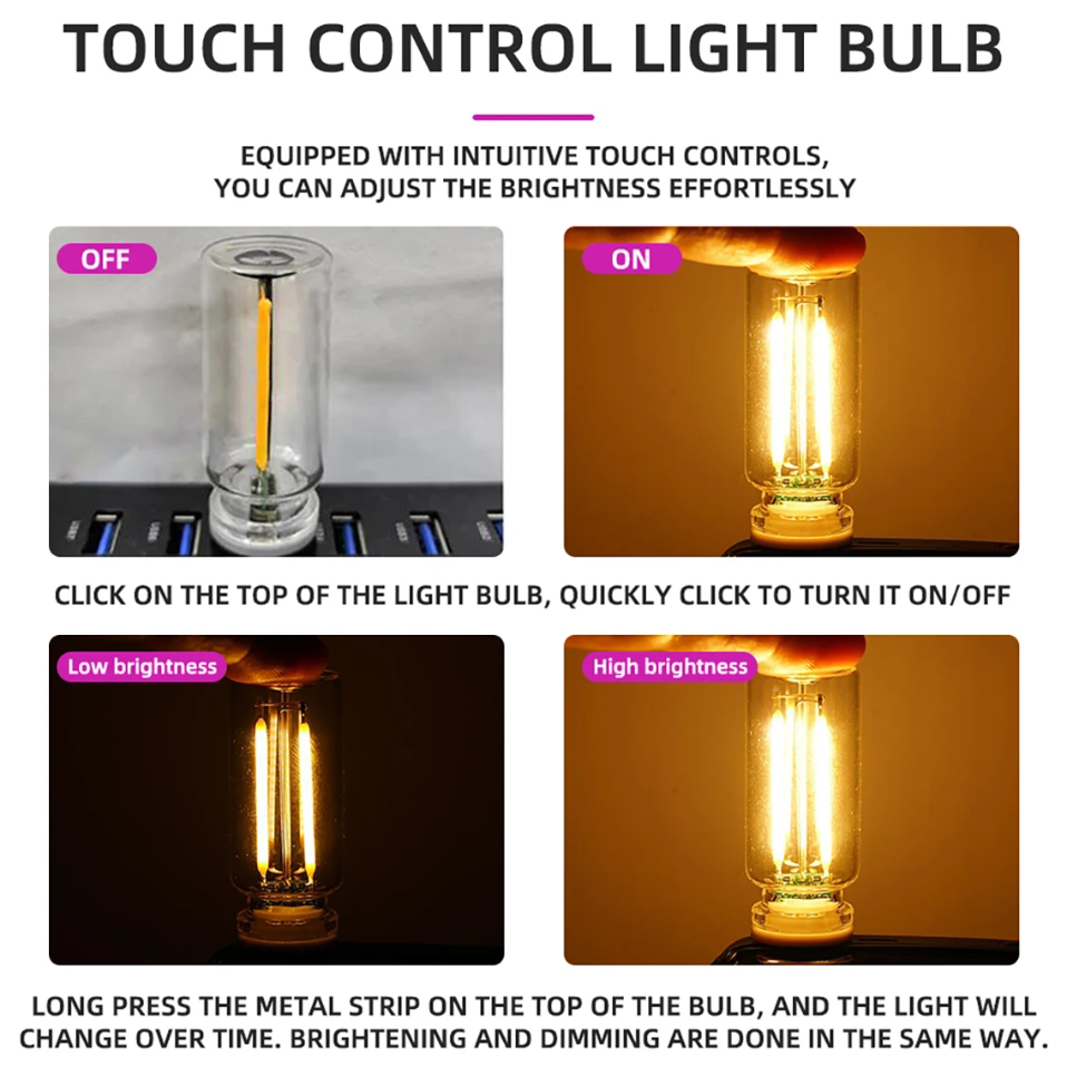 Interior Touch USB Light - Glass Bottle Lamp Light - Purple