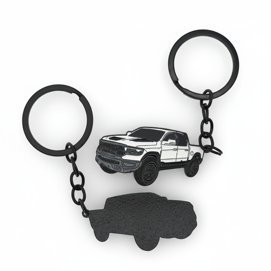 Modern 1500 Truck - Metal Keychain - White