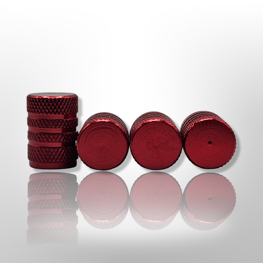 Tire Valve Barrel stem cap W plastic protection - Red - Aluminum Alloy