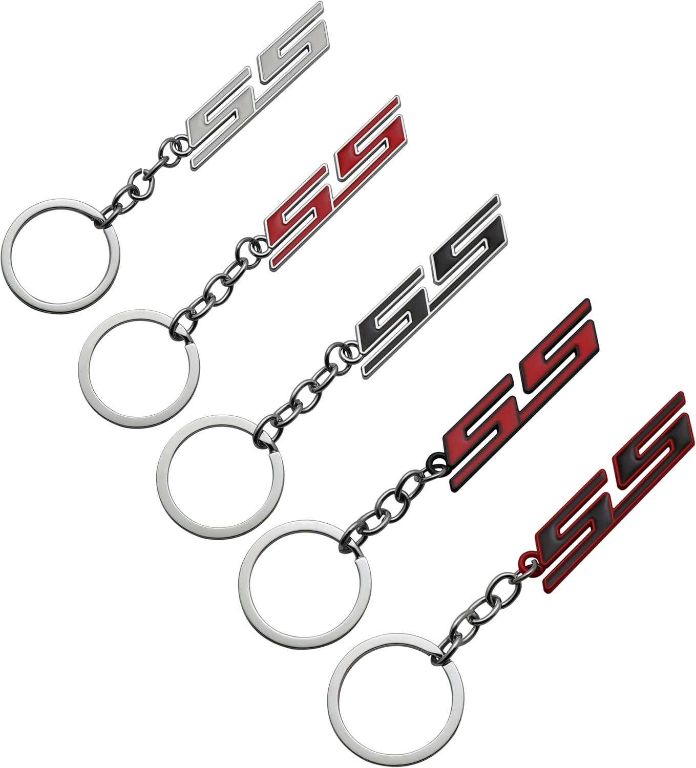 American Muscle SS- Keychain - White/Chrome