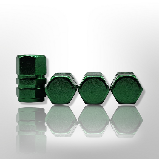 Tire Valve stem cap / 6 sided - Green - Aluminum Alloy Hexagon