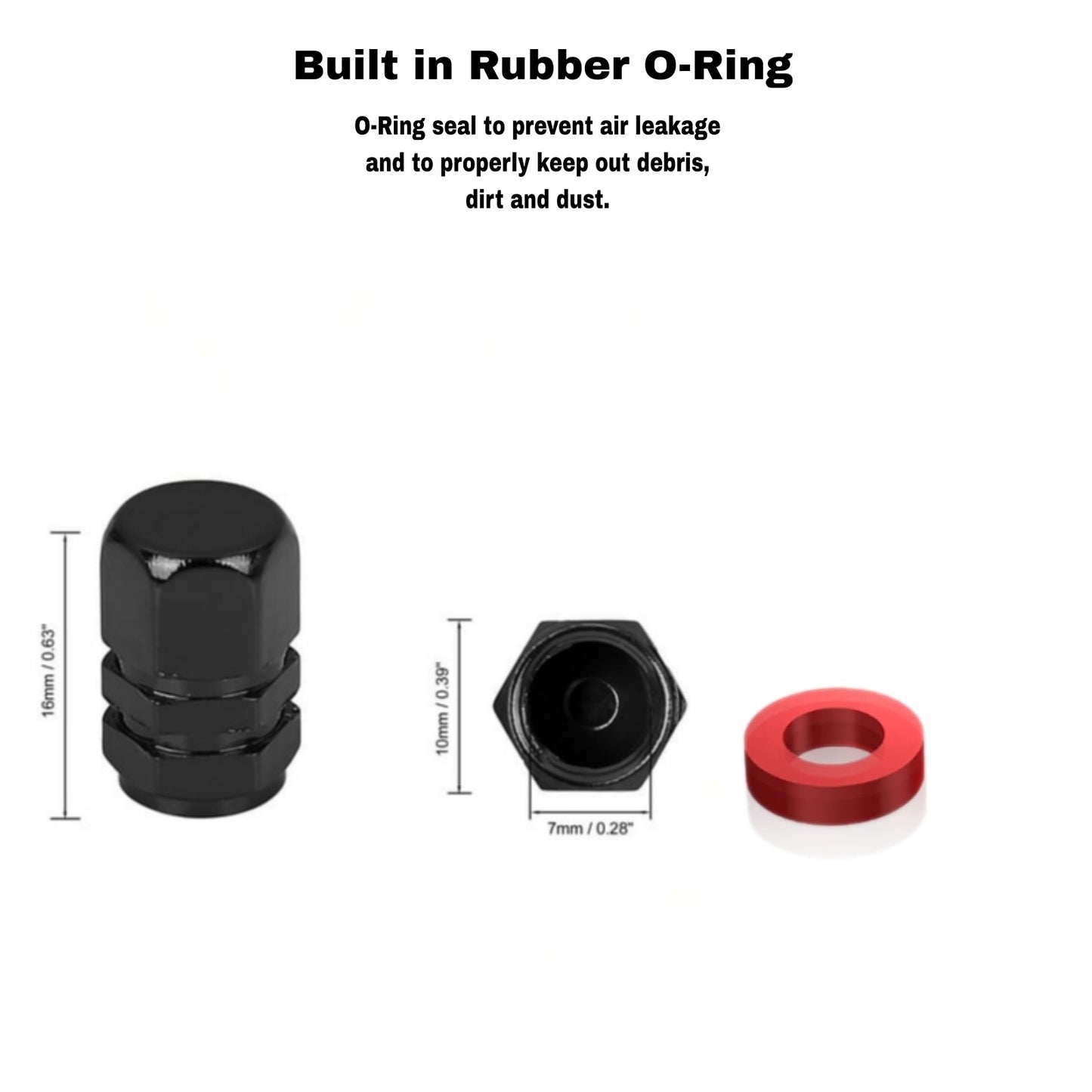 Tire Valve stem cap / 6 sided - Gray - Aluminum Alloy Hexagon