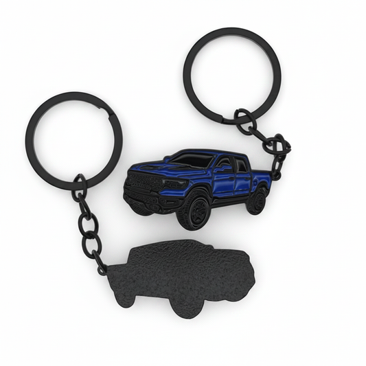 Modern 1500 Truck - Metal Keychain - Blue