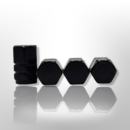 Tire Valve stem cap / 6 sided - Black - Aluminum Alloy Hexagon