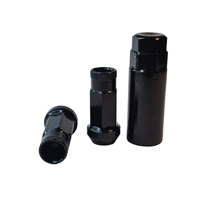 Steel - Open End Tapered - Conical 60 degree - Black Lug nuts