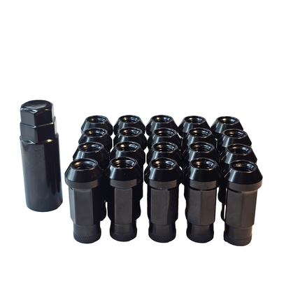 Steel - Open End Tapered - Conical 60 degree - Black Lug nuts