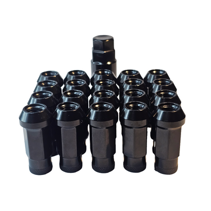 Steel - Open End Tapered - Conical 60 degree - Black Lug nuts
