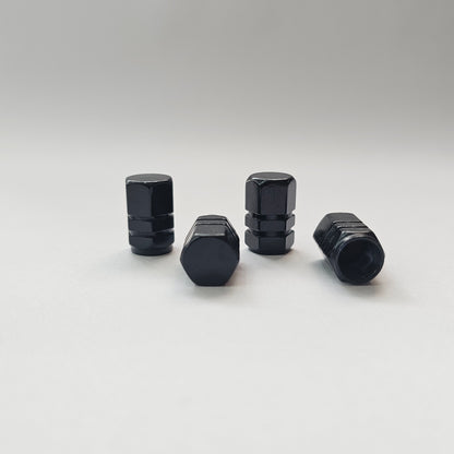 Valve stem cap / 6 sided - Black - Aluminum Alloy Hexagon
