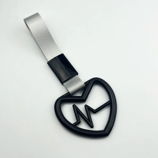 Car Handle / Tsurikawa - Black Healing Heart, White Strap
