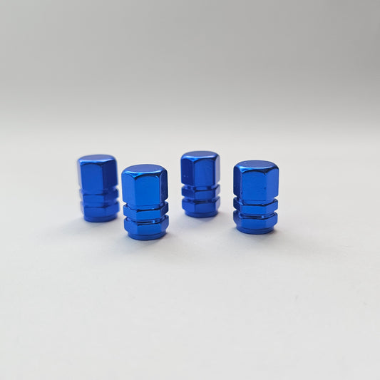 Valve stem cap / 6 sided - Blue - Aluminum Alloy Hexagon