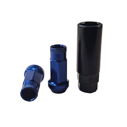 Steel - Open End Tapered - Conical 60 degree - Blue Lug nuts