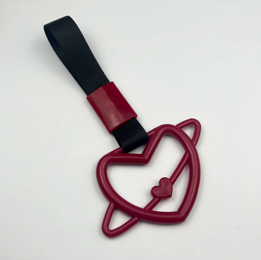 Car Handle / Tsurikawa - Burgundy Infinity Heart, Black Strap