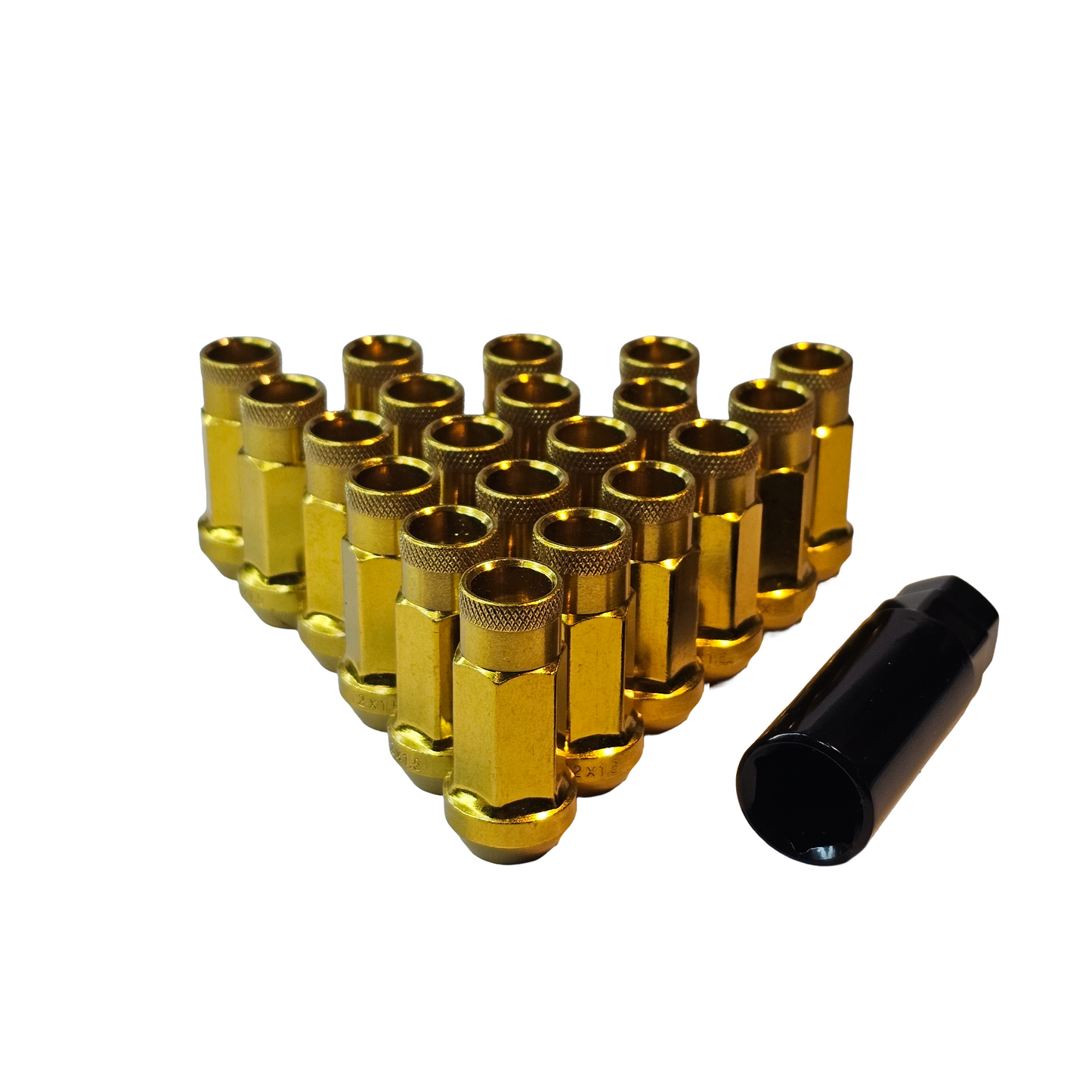 Steel - Open End Tapered - Conical 60 degree -Gold Lug nuts