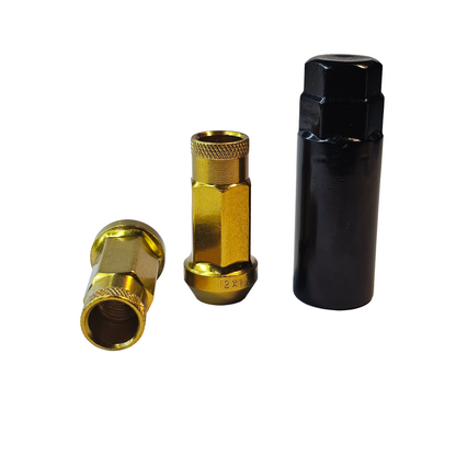 Steel - Open End Tapered - Conical 60 degree -Gold Lug nuts