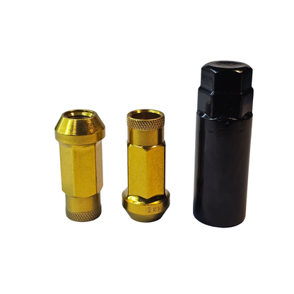 Steel - Open End Tapered - Conical 60 degree -Gold Lug nuts