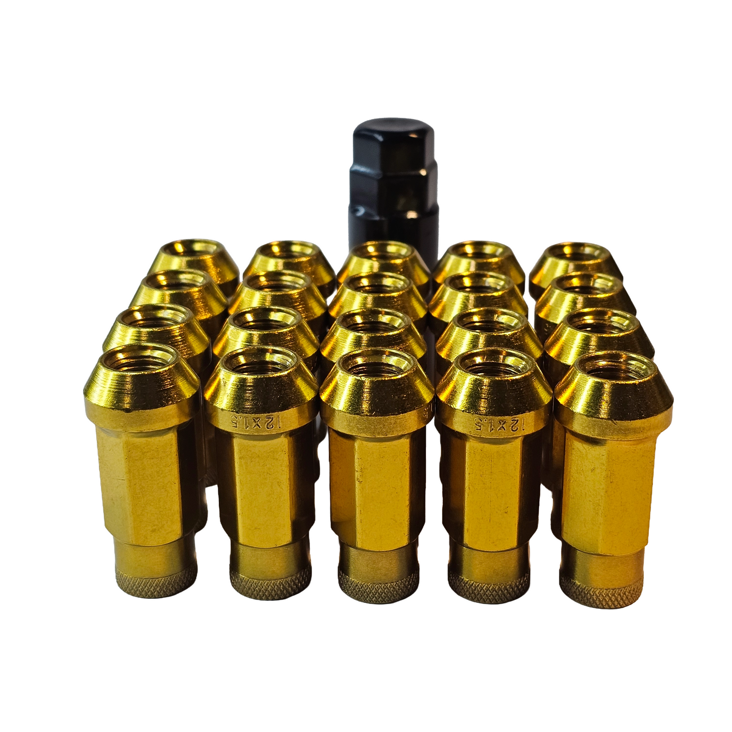 Steel - Open End Tapered - Conical 60 degree -Gold Lug nuts