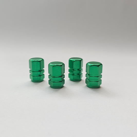 Valve stem cap / 6 sided - Green - Aluminum Alloy Hexagon