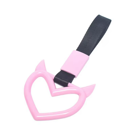 Car Handle / Tsurikawa - Pink Evil Heart, Black Strap