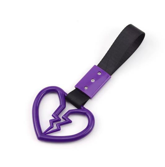 Car Handle / Tsurikawa - Purple Broken Heart, Black Strap