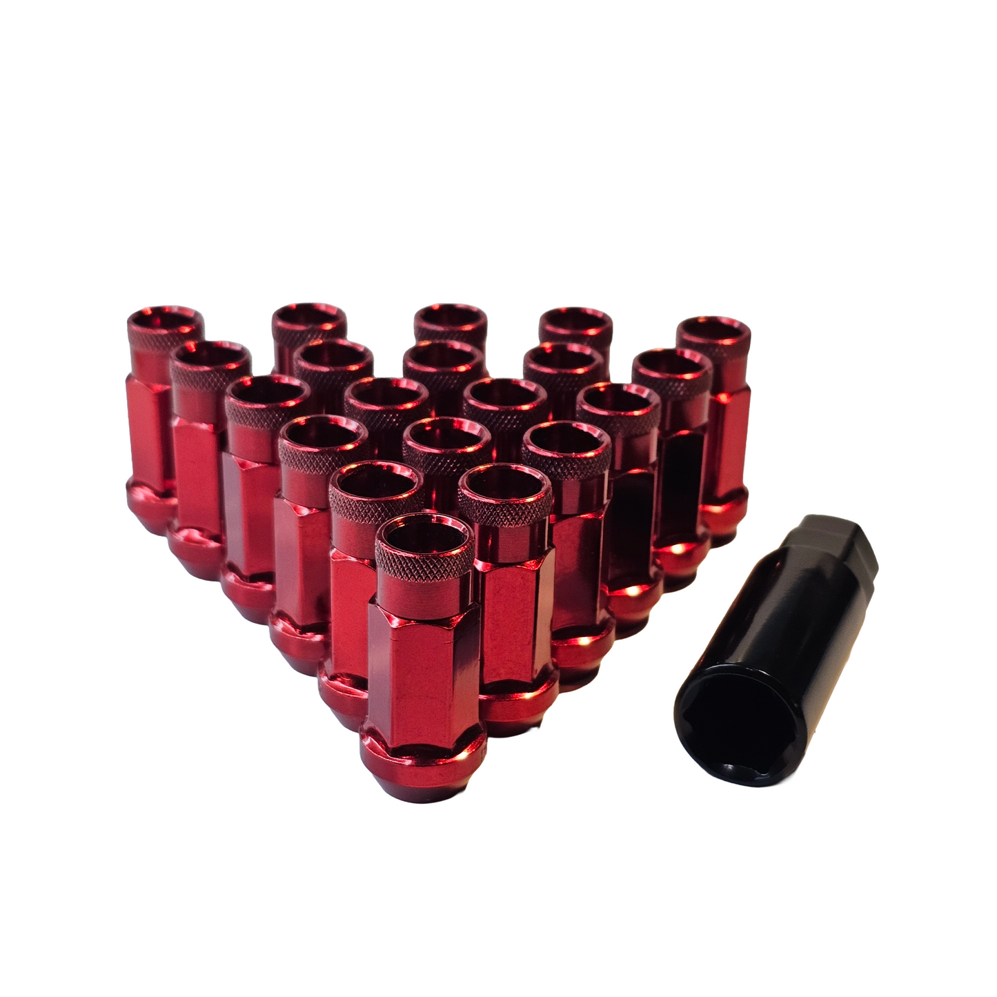 Steel - Open End Tapered - Conical 60 degree -Red  Lug nuts