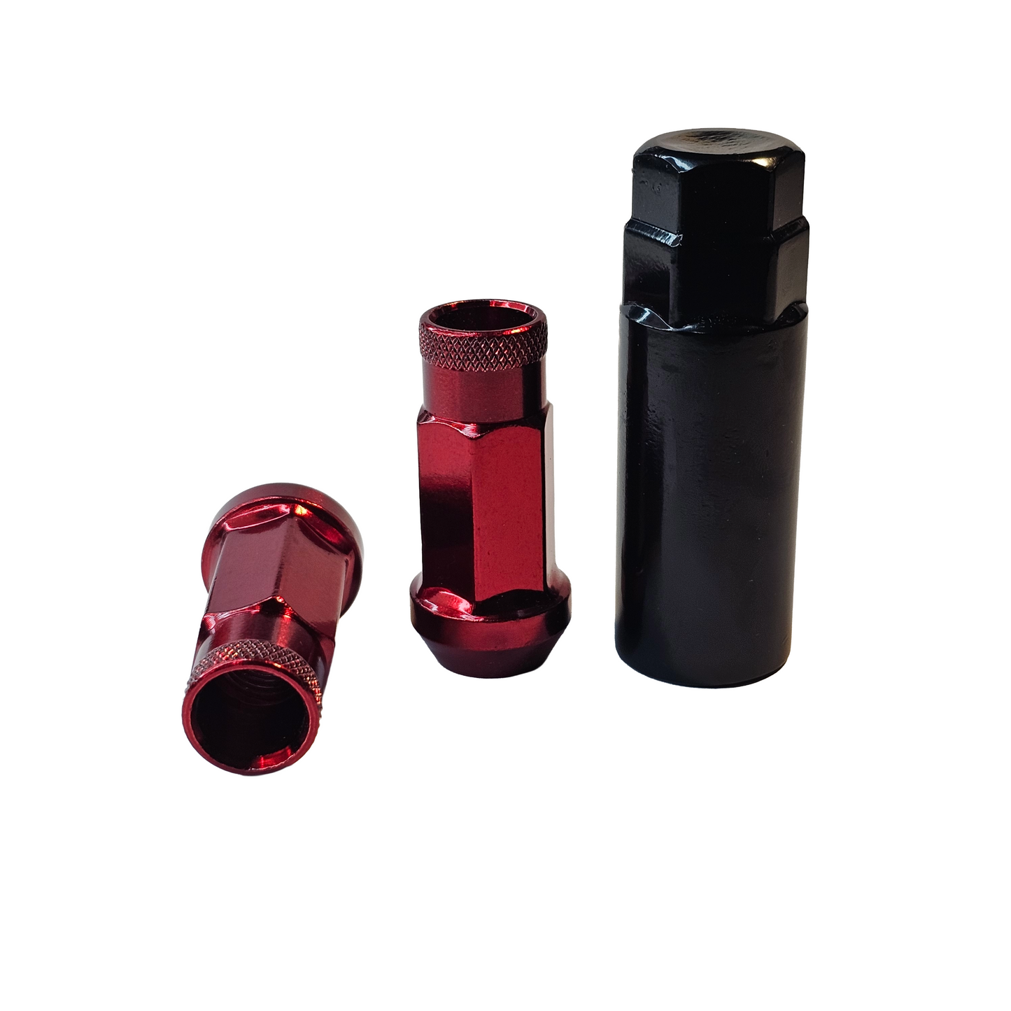 Steel - Open End Tapered - Conical 60 degree -Red  Lug nuts