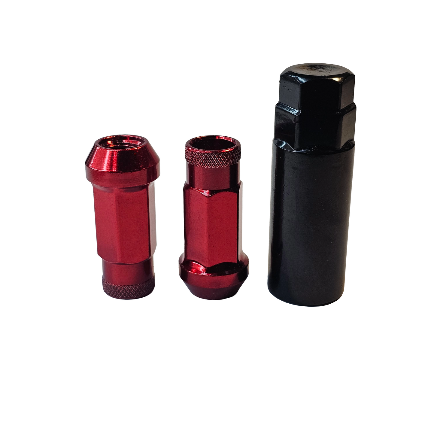 Steel - Open End Tapered - Conical 60 degree -Red  Lug nuts