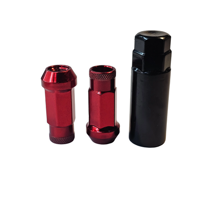 Steel - Open End Tapered - Conical 60 degree -Red  Lug nuts