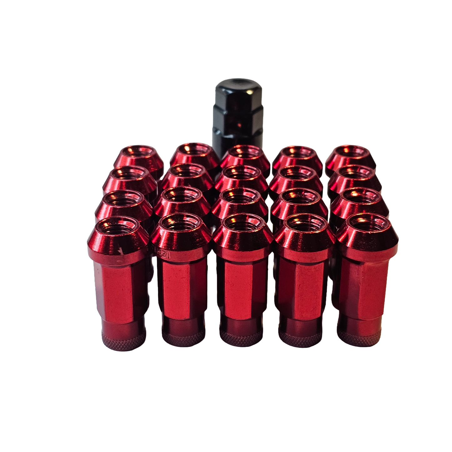 Steel - Open End Tapered - Conical 60 degree -Red  Lug nuts