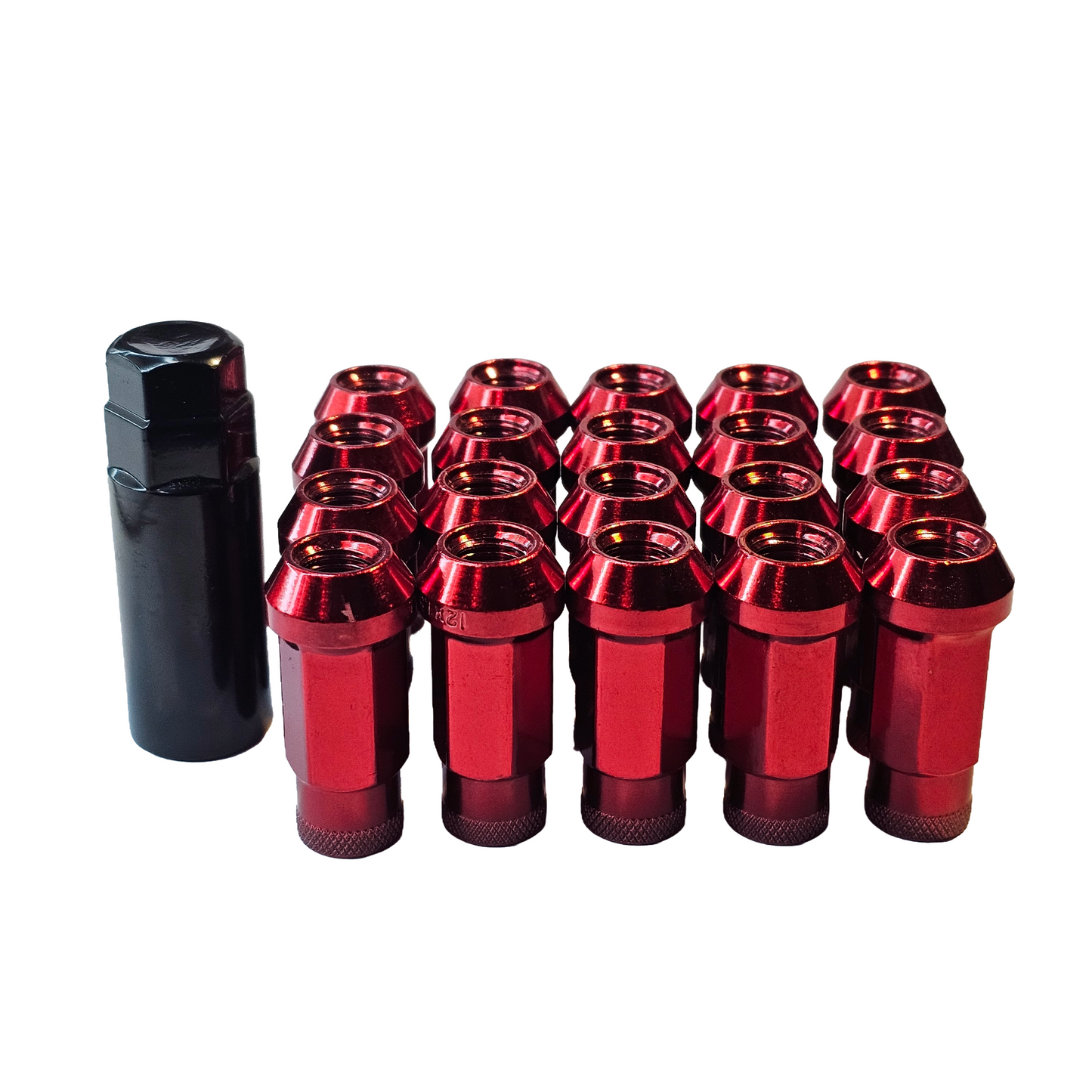 Steel - Open End Tapered - Conical 60 degree -Red  Lug nuts