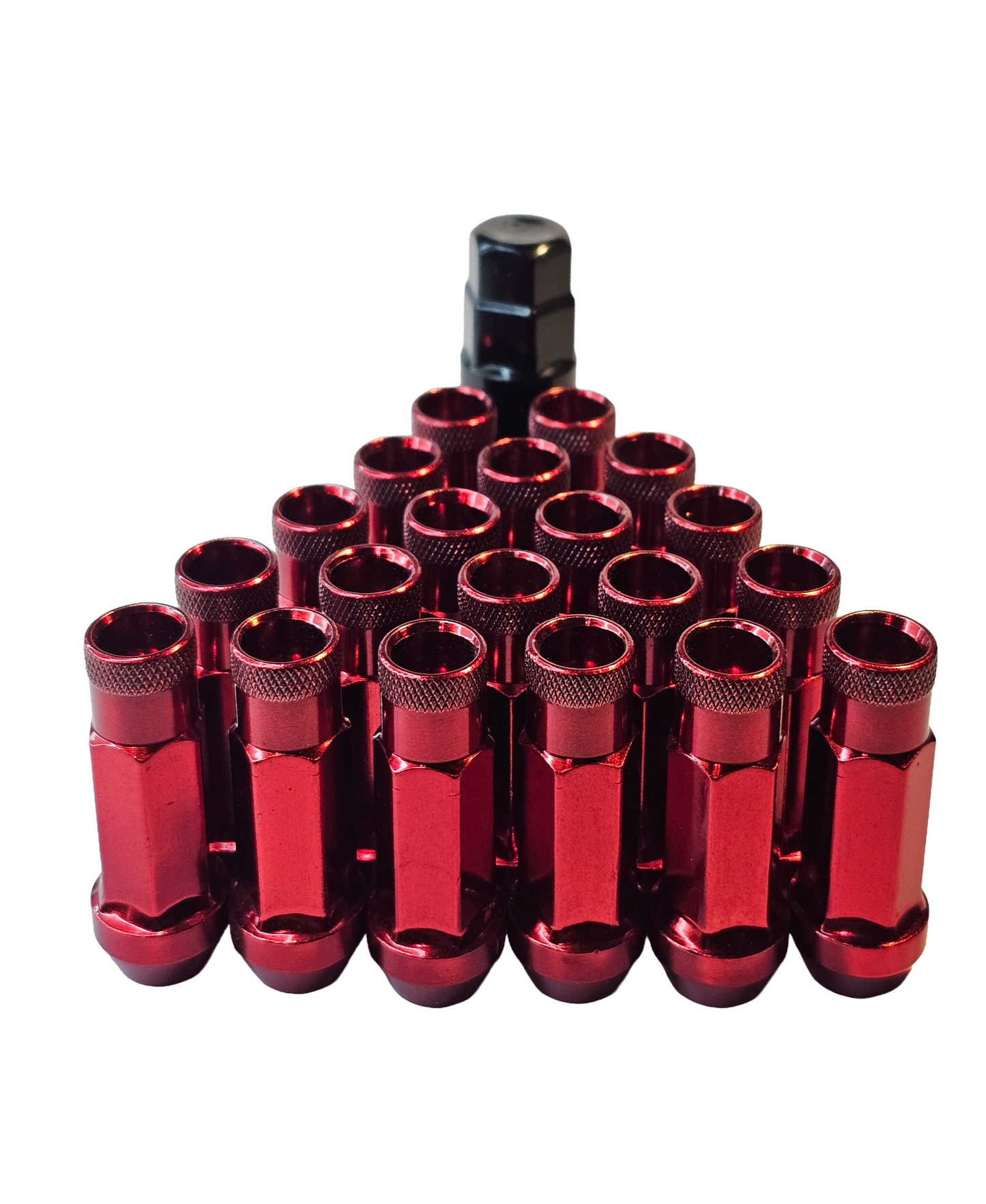 Steel - Open End Tapered - Conical 60 degree -Red  Lug nuts