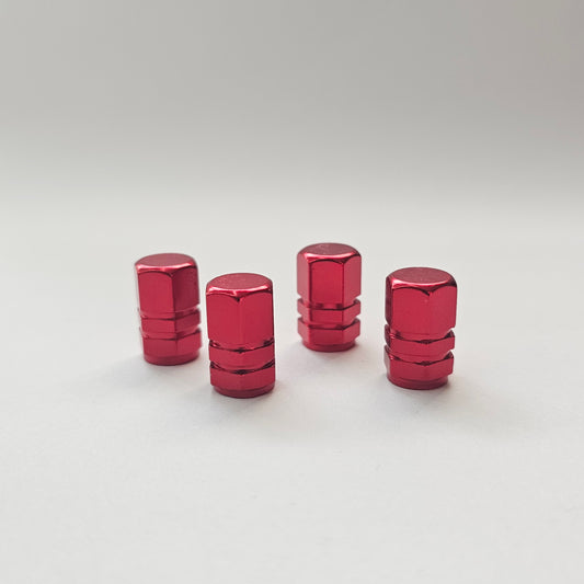 Valve stem cap / 6 sided - Red - Aluminum Alloy Hexagon
