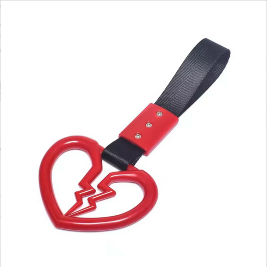 Car Handle / Tsurikawa - Red Broken Heart, Black Strap
