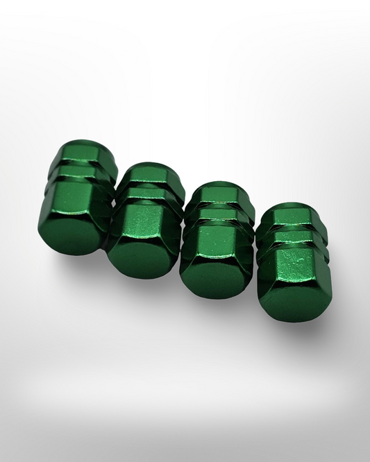 Tire Valve stem cap / 6 sided - Green - Aluminum Alloy Hexagon