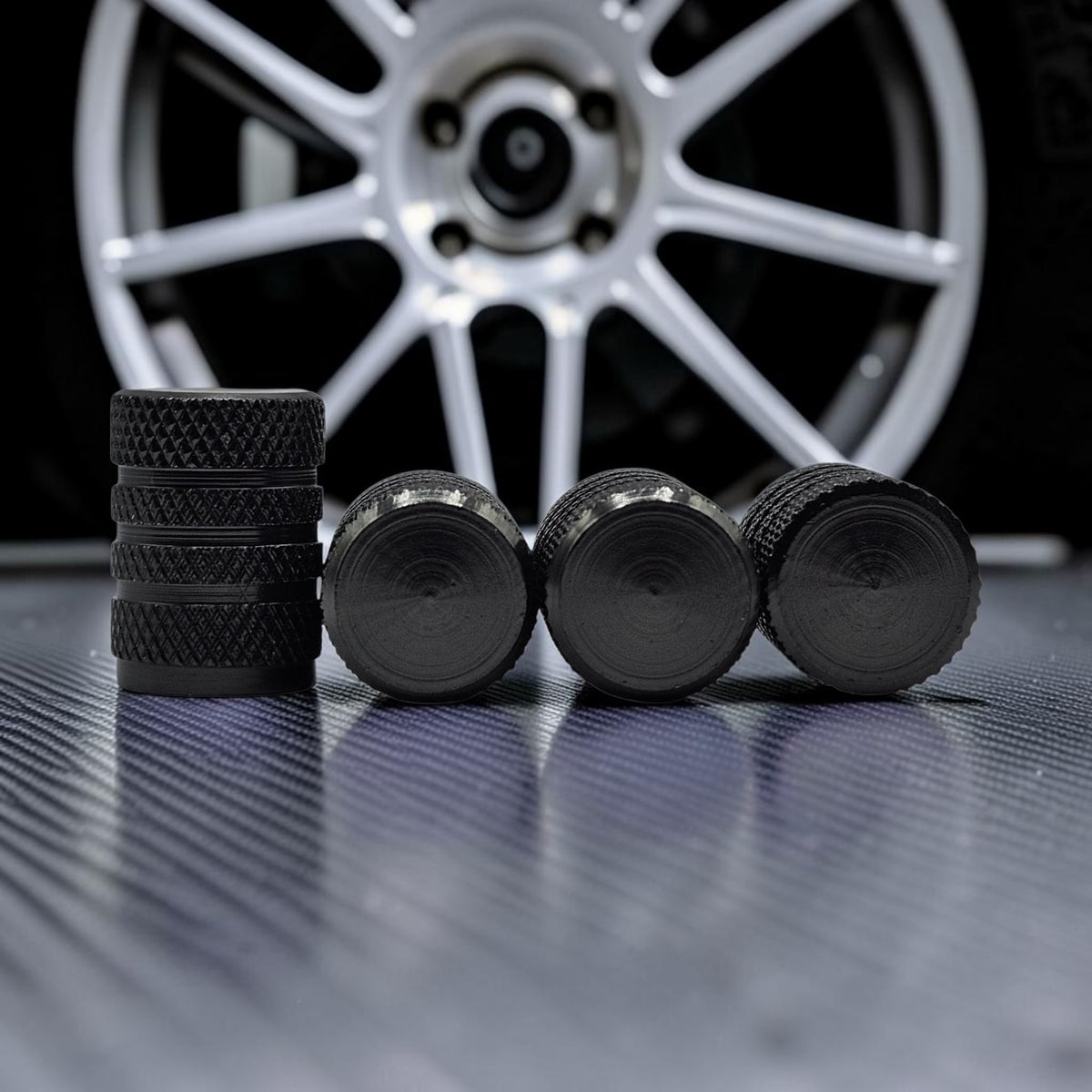 Tire Valve Barrel stem cap W plastic protection - Gray - Aluminum Alloy