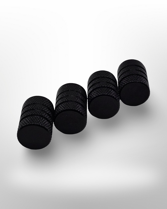 Tire Valve Barrel stem cap W plastic protection - Black - Aluminum Alloy