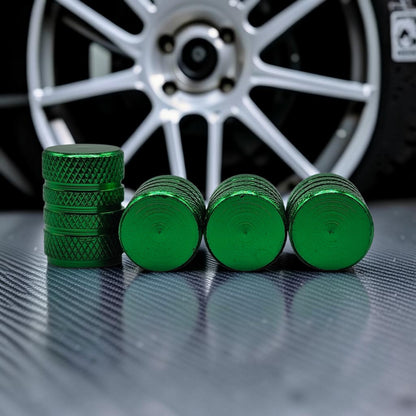 Tire Valve Barrel stem cap W plastic protection - Green - Aluminum Alloy