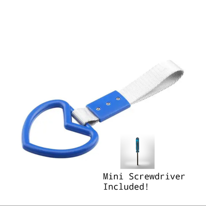 Car Handle / Tsurikawa JDM Style - Blue Heart, White Strap