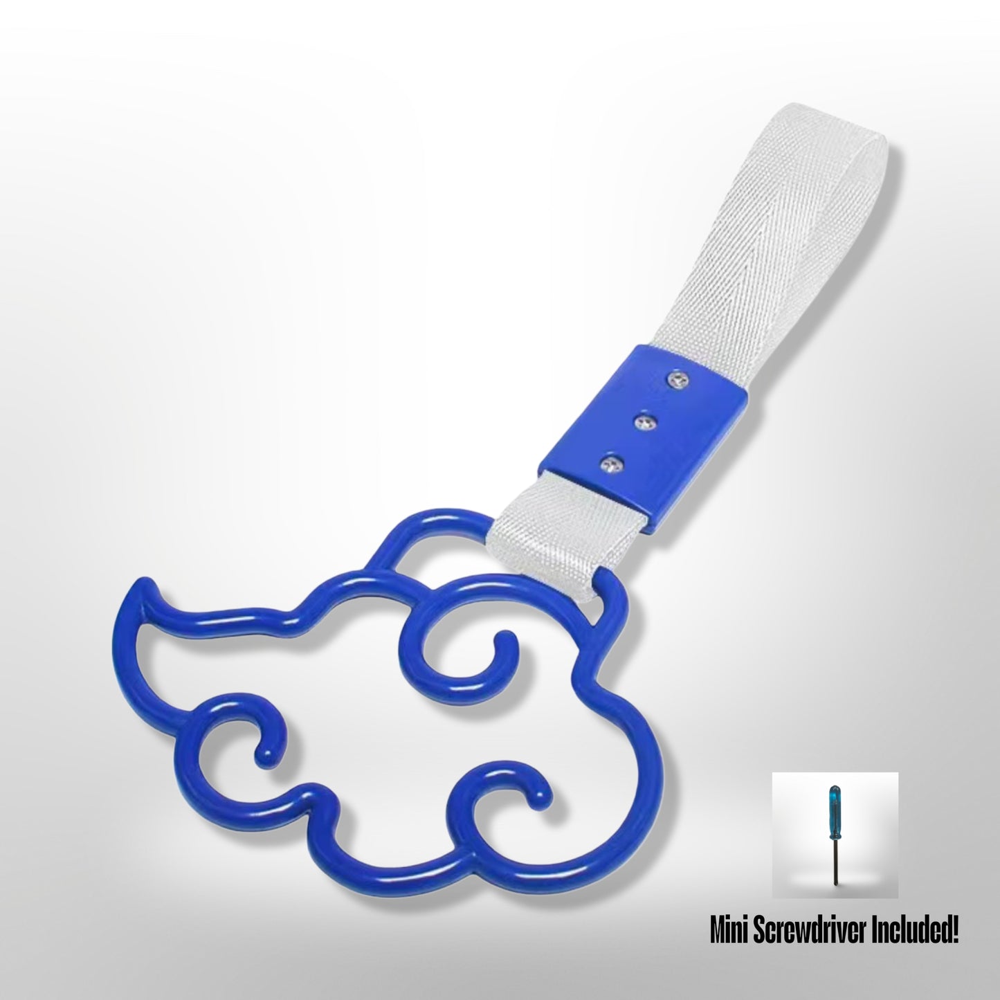 Car Handle / Tsurikawa JDM Style - Blue Cloud, White Strap