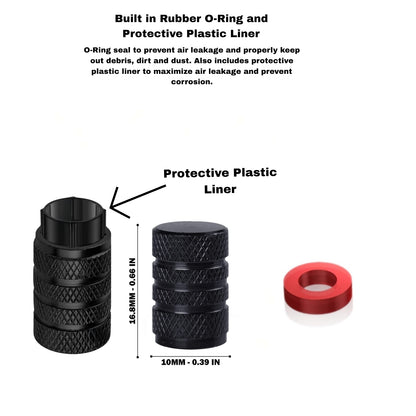 Tire Valve Barrel stem cap W plastic protection - Blue - Aluminum Alloy