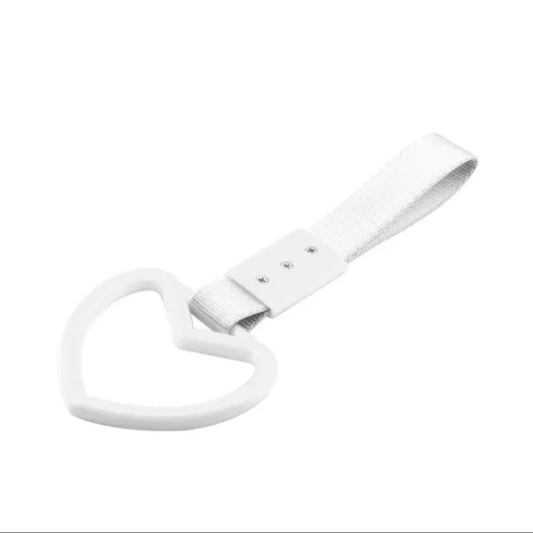 Car Handle / Tsurikawa JDM Style - White Heart, White Strap
