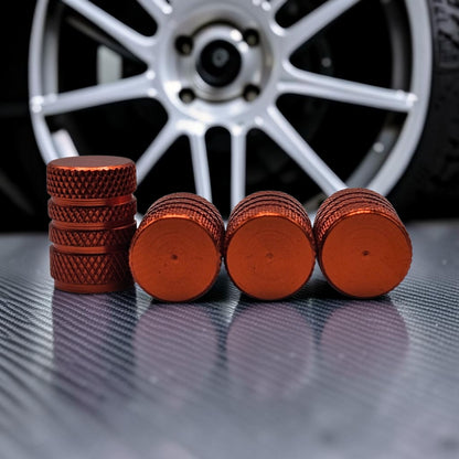Tire Valve Barrel stem cap W plastic protection - Orange - Aluminum Alloy