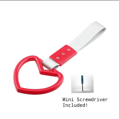 Car Handle / Tsurikawa JDM Style - Red Heart, White Strap