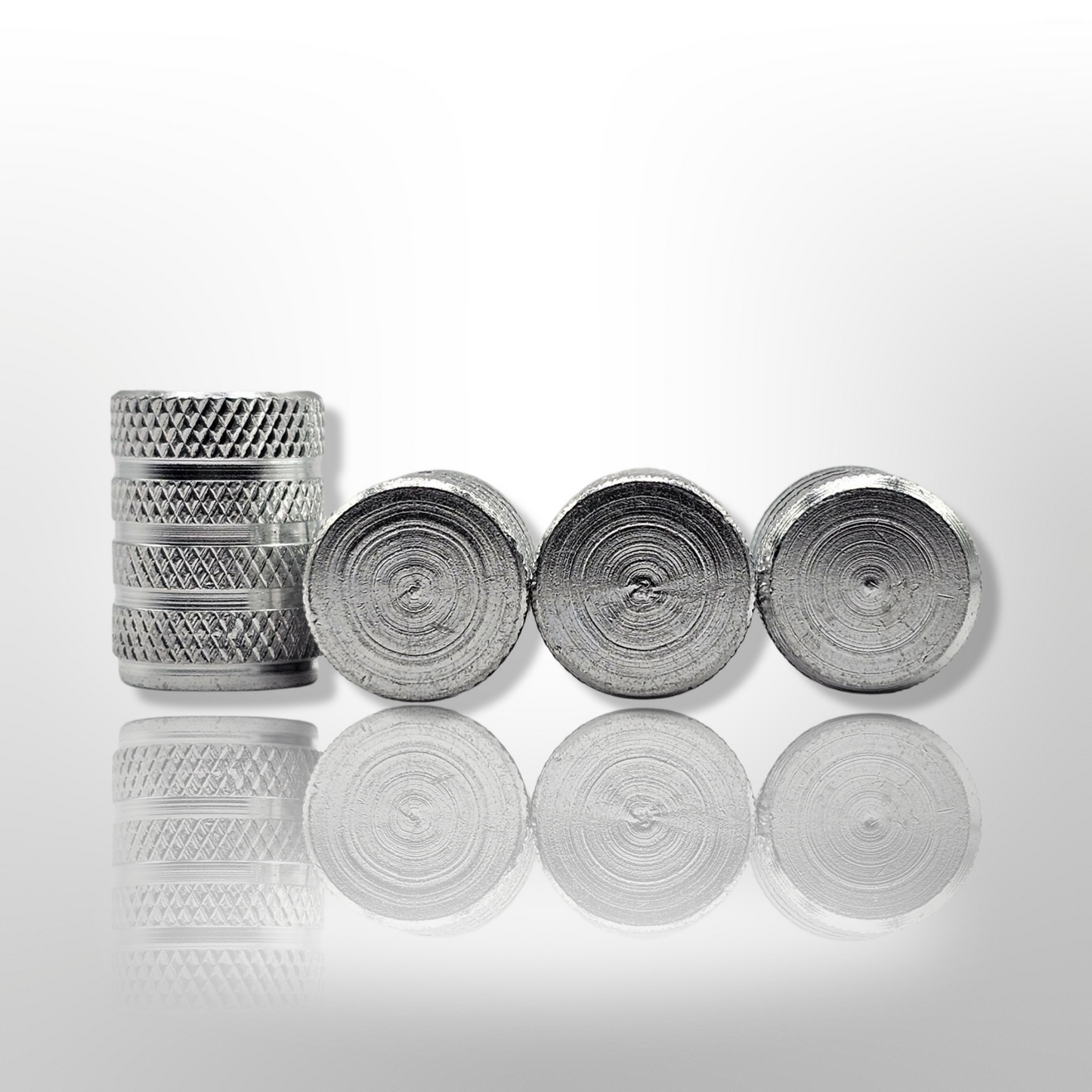 Tire Valve Barrel stem cap W plastic protection - Silver - Aluminum Alloy