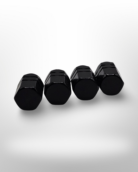 Tire Valve stem cap / 6 sided - Black - Aluminum Alloy Hexagon