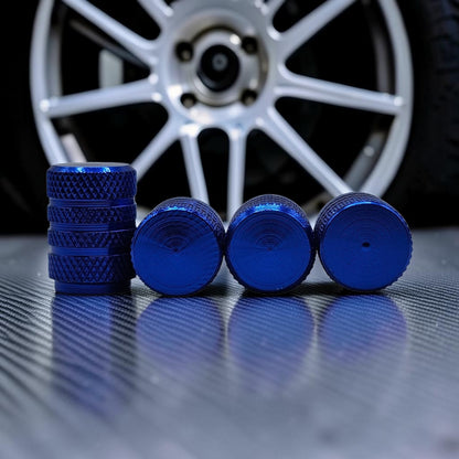 Tire Valve Barrel stem cap W plastic protection - Blue - Aluminum Alloy