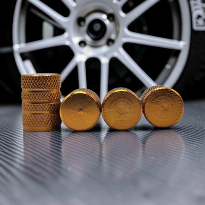 Tire Valve Barrel stem cap W plastic protection - Gold - Aluminum Alloy