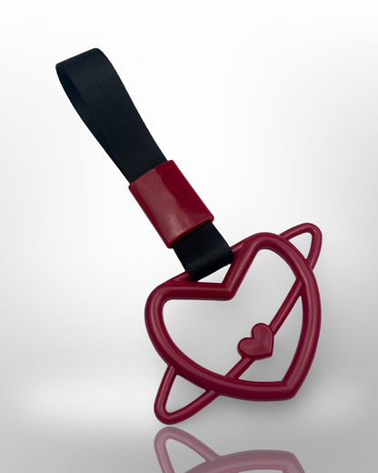 Car Handle / Tsurikawa JDM Style - Burgundy Infinity Heart, Black Strap